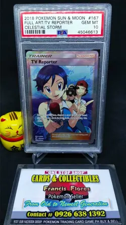 Pokemon Card - PSA 10: TV REPORTER #167 - FULL ART (SUN & MOON: CELESTIAL STORM) - Image 1