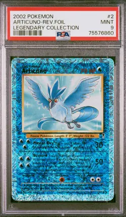 2002 Pokemon Legendary Collection Articuno 2/110 Reverse Holo Rare Card PSA 9 - Image 1