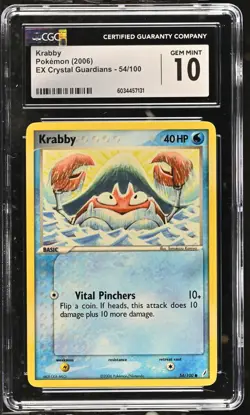 2006 Pokemon EX Crystal Guardians Krabby 54/100 CGC 10 GEM MINT - Image 1