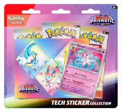 Pokemon Prismatic Evolutions SYLVEON Tech Sticker Collection - 3 BOOSTER Packs - Image 1
