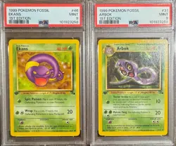 SEQUENTIAL PSA 9 EKANS 46 & ARBOK 31 1ST EDITION FOSSIL POKEMON - Image 1