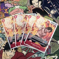 4x Playset One Piece Card Game Portgas.D.Ace OP02-013 SR NM - Image 1