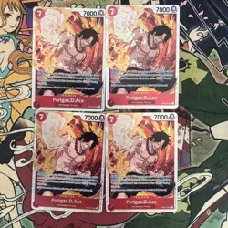 4x Playset One Piece Card Game Portgas.D.Ace OP02-013 SR NM - Image 2