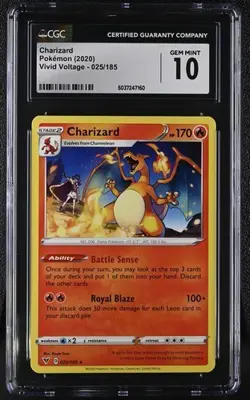 Charizard 025/185 Vivid Voltage CGC GEM MINT 10 Rare Pokemon Card Rare 2020 PSA - Image 1
