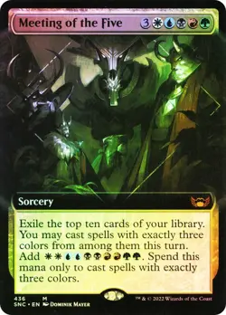 Meeting of the Five #436 MTG Streets of New Capenna Extended Art Foil Mythic NM - Image 1