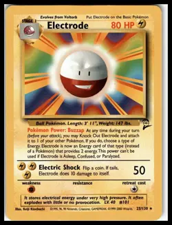 Electrode Pokemon Base Set 2 Unlimited Rare Non-Holo Electric WOTC LP - Image 1