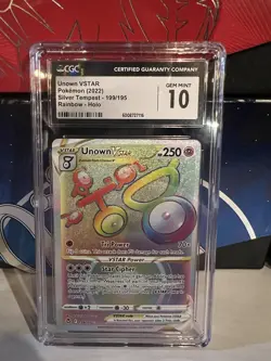 CGC 10 Unown VSTAR 199/195 Silver Tempest Rainbow Rare FUll Art Pokemon Card - Image 1