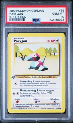 PSA 10 PORYGON 39 BASE SET GERMAN 1ST EDITION POKEMON GEM MINT - Image 1