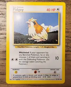 Pidgey 57/102 NM-VLP Base Set 4th Print Run UK Pokemon 1999-2000 - Image 1