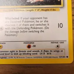 Pidgey 57/102 NM-VLP Base Set 4th Print Run UK Pokemon 1999-2000 - Image 2