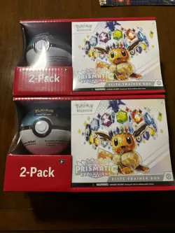 2 POKEMON PRISMATIC EVOLUTIONS ETB ELITE TRAINER BOX & POKEBALL SAMS CLUB BUNDLE - Image 1