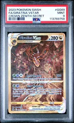 2023 POKEMON SWORD & SHIELD CROWN ZENITH SECRET FULL ART/GIRATINA VSTAR PSA 9 - Image 1