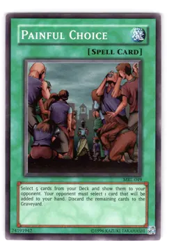 Yu-Gi-Oh TCG Painful Choice MRL-049 Unlimited Super Rare Card Played LP - Image 1