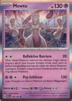 Pokemon Karte - Mewtu 150/165 - MEW 151 - Holo - Rare - Near Mint - Deutsch - Image 1
