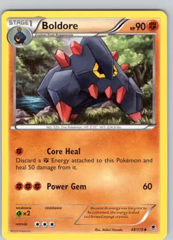 Pokemon TCG Boldore XY Phantom Forces 49/119 Regular Uncommon Card NM - Image 1
