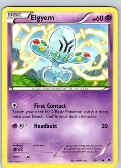 Pokemon TCG Elgyem B&W Noble Victories 55/101 Regular Common Card Played LP - Image 1