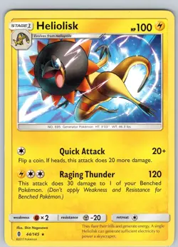 Pokemon TCG Heliolisk S&M Guardians Rising 44/145 Regular Rare Card LP - Image 1