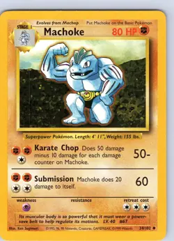 Pokemon TCG Machoke Base Set 34/102 Unlimited Uncommon Card WOTC LP-NM - Image 1