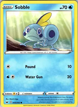 Pokemon TCG Sobble Sword & Shield Base Set 055/202 Regular Common Card NM - Image 1