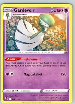 Pokemon TCG Gardevoir SWSH Silver Tempest 069/195 Regular Rare Card NM - Image 1