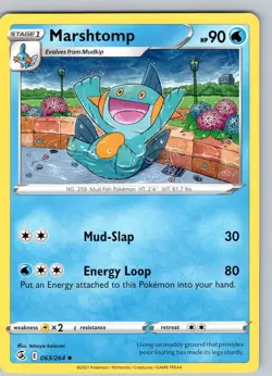 Pokemon TCG Marshtomp SWSH Fusion Strike 063/264 Regular Uncommon Card NM - Image 1