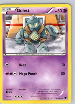 Pokemon TCG Golett B&W Plasma Blast 45/101 Regular Common Card LP-NM - Image 1