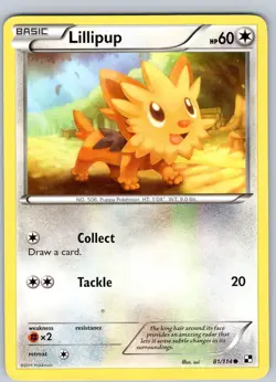 Pokemon TCG Lillipup Black & White Base Set 81/114 Regular Common Card Played MP - Image 1
