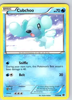 Pokemon TCG Cubchoo B&W Next Destinies 36/99 Regular Common Card Played LP - Image 1