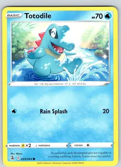 Pokemon TCG Totodile SWSH Fusion Strike 055/264 Regular Common Card NM - Image 1