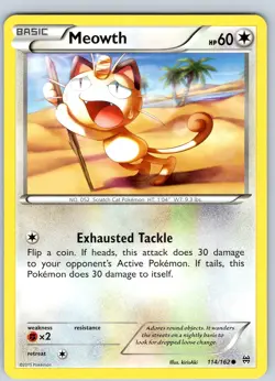 Pokemon TCG Meowth XY BREAKthough 114/162 Regular Common Card NM - Image 1
