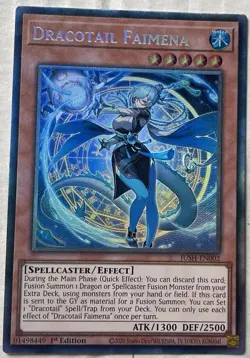 YUGIOH JUSH-EN002 Dracotail Faimena Collector's Rare 1st Edition - Image 1