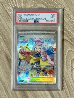 PSA 9 MINT Iono 269/193 Paldea Evolved SIR Holo Pokemon Card Alt Art Special - Image 1