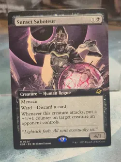 R 0334 Sunset Saboteur EXTENDED ART Rare Edge of Eternities MTG EOE Human Rogue - Image 1