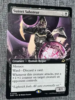 R 0334 Sunset Saboteur EXTENDED ART Rare Edge of Eternities MTG EOE Human Rogue - Image 1