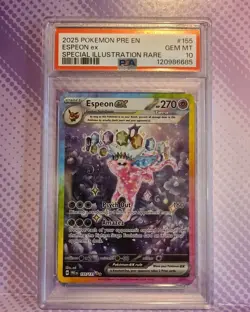 2025 POKEMON PRISMATIC EVOLUTIONS ESPEON EX #155/131 SIR PSA 10 GEM MINT - Image 1