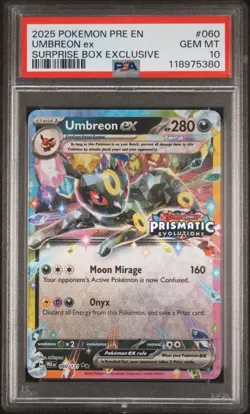 2025 POKEMON PRE EN-PRISMATIC EVOLUTIONS #060 UMBREON EX PSA 10 - Image 1
