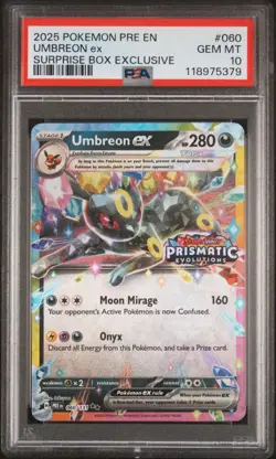 2025 POKEMON PRE EN-PRISMATIC EVOLUTIONS #060 UMBREON EX PSA 10 - Image 1