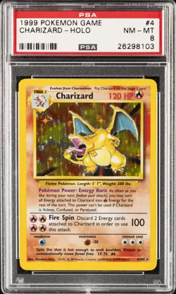 1999 POKEMON GAME #4 CHARIZARD-HOLO PSA 8 - Image 1
