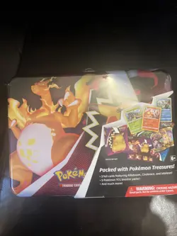 2020 Pokemon TCG Fall Charizard Treasure Chest Lunch Box Tin !! Original Seal !! - Image 1