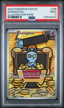 2023 POKEMON PAR EN-PARADOX RIFT ILLUSTRATION RARE #198 GIMMIGHOUL PSA 9 - Image 1