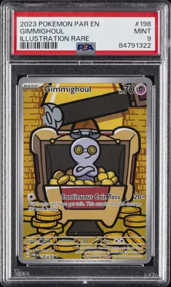 2023 POKEMON PAR EN-PARADOX RIFT ILLUSTRATION RARE #198 GIMMIGHOUL PSA 9 - Image 1