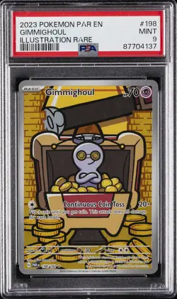 2023 POKEMON PAR EN-PARADOX RIFT ILLUSTRATION RARE #198 GIMMIGHOUL PSA 9 - Image 1