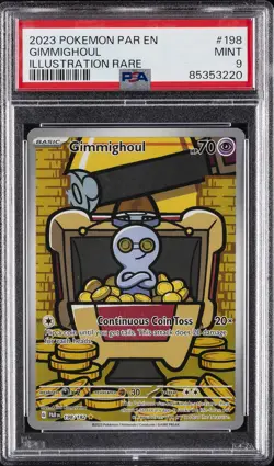 2023 POKEMON PAR EN-PARADOX RIFT ILLUSTRATION RARE #198 GIMMIGHOUL PSA 9 - Image 1