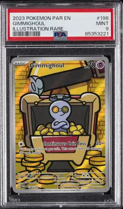 2023 POKEMON PAR EN-PARADOX RIFT ILLUSTRATION RARE #198 GIMMIGHOUL PSA 9 - Image 1