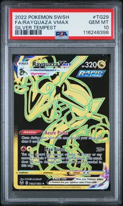2022 POKEMON SWORD & SHIELD SILVER TEMPEST #TG29 FULL ART/RAYQUAZA VMAX PSA 10 - Image 1