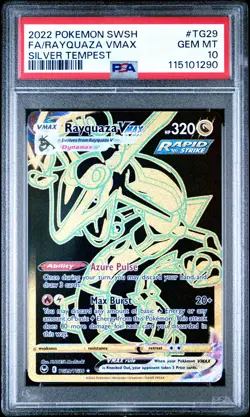 2022 POKEMON SWORD & SHIELD SILVER TEMPEST #TG29 FULL ART/RAYQUAZA VMAX PSA 10 - Image 1