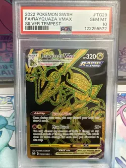 2022 POKEMON SWORD & SHIELD SILVER TEMPEST #TG29 FULL ART/RAYQUAZA VMAX PSA 10 - Image 1