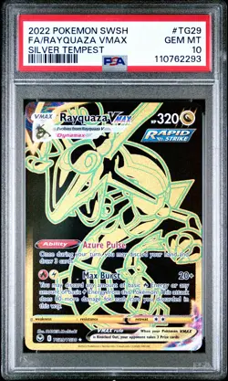 2022 POKEMON SWORD & SHIELD SILVER TEMPEST #TG29 FULL ART/RAYQUAZA VMAX PSA 10 - Image 1