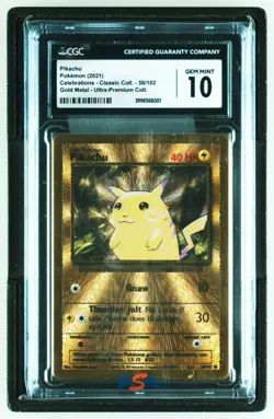 CGC 10 GEM MINT Pikachu 58/102 Celebrations UPC GOLD METAL Pokemon Card - Image 1