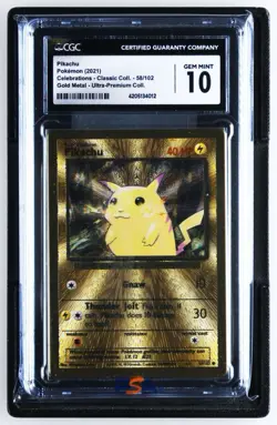 CGC 10 GEM MINT Pikachu 58/102 Celebrations UPC GOLD METAL Pokemon Card - Image 1